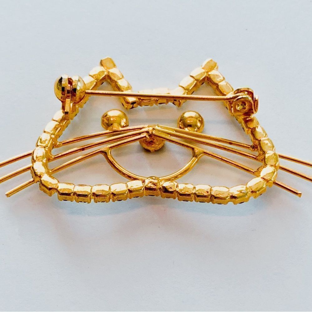 Vintage Rhinestone Cat Brooch​ - Picture 5 of 11